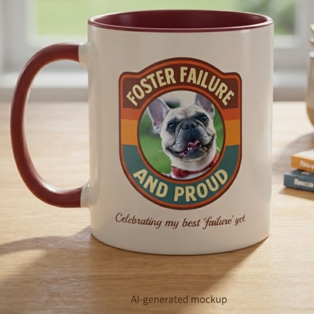 Foster Failure och stolt Retro-djur räddning gåva Mugg (Retro animal rescue gift mug celebrating the proud journey of fostering a new best friend.)