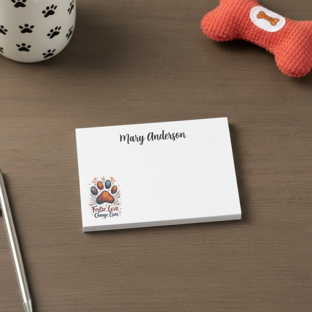 Foster Love Notepad – Gåva till Räddning av Husdju Post-it Block (Pet Foster Supporter Personalized Post It Note)