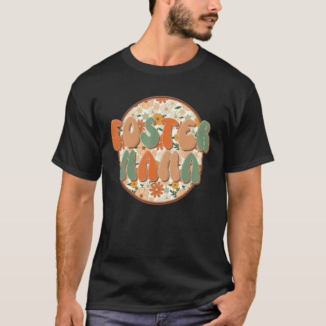 Foster Mama Life Groovy Adoption Day  Foster Famil T Shirt (Framsida)
