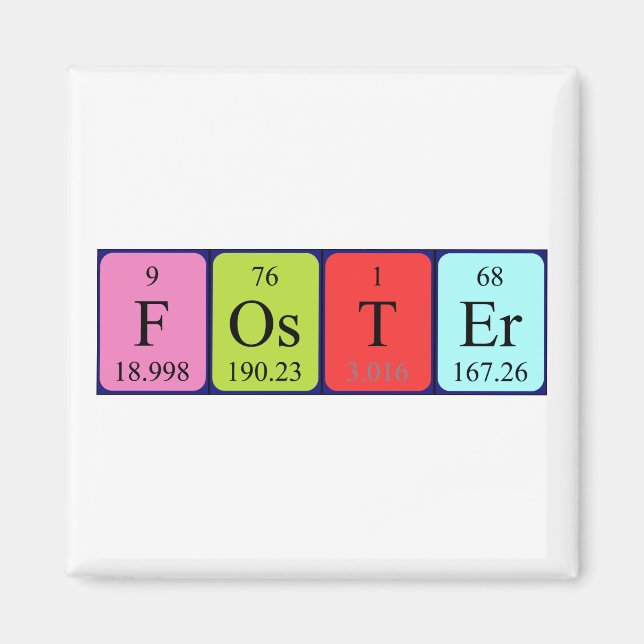Foster periodiskt bord namn magnet (Framsidan)