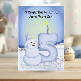 Foster Son 5-årsdag Snöman Snöig Kort