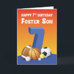 Foster Son 7:e Birthday Sports Bollar Kort<br><div class="desc">Du vet att din fosterson kärlek ska leka med bollar och det här kortet skulle vara perfekten till ge för hans 7:e födelsedag. Det kommer säkert att göra hans födelsedag mer roligt.</div>