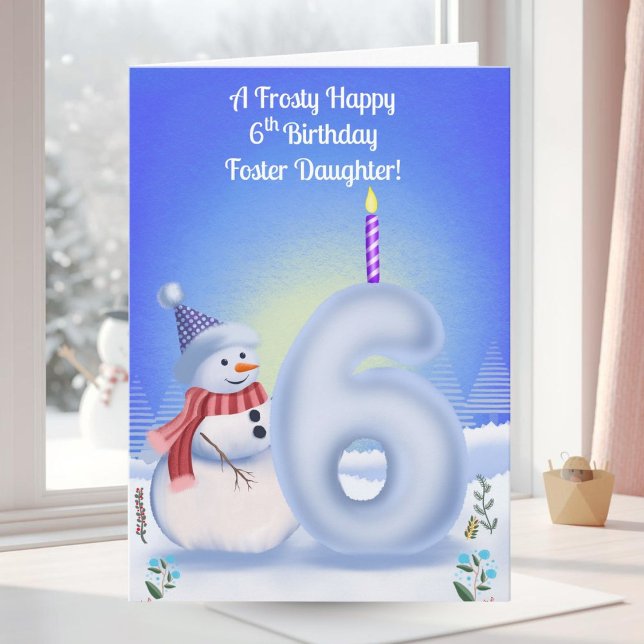 Fosterdotter 6-årsdag Snömannen Snöig  Kort (Skapare uppladdad)