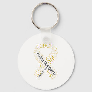 Fosterkirurgi Spina Bifida Text Ribbon Nyckelring
