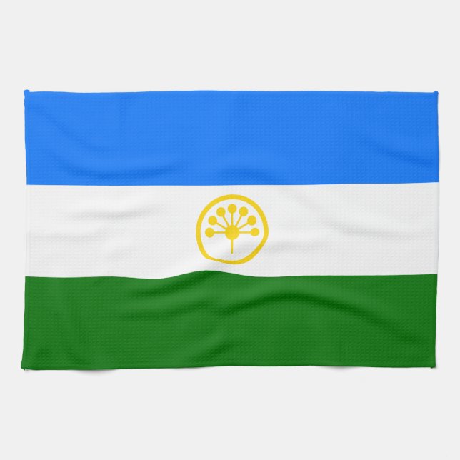 Fosterlandsk Bashkortostan Flagga Kökshandduk (Horisontell)