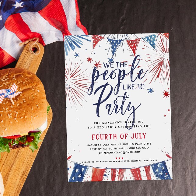 Fosterländsk fjärde juli grillpoolfest inbjudningar (Skapare uppladdad)