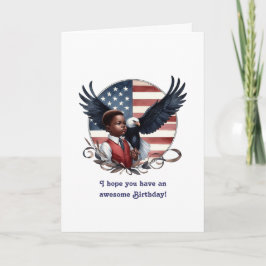 Fosterländsk Örn & Pojke All Amerikansk Födelsedag Kort