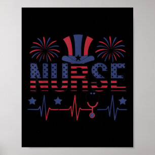 Fosterländsk Sjuksköterska Amerikanska Flaggan Dag Poster