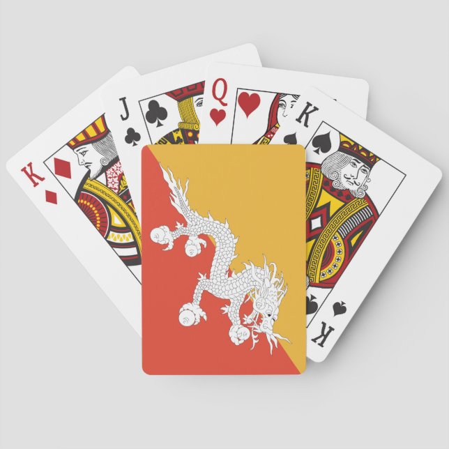 Fosterlandslika Bhutan Flaggspelkort Casinokort (Baksidan)