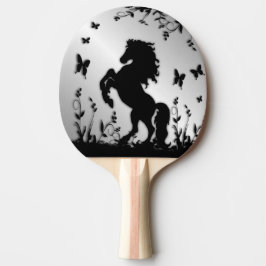 Fostra den svart hingsten/hästen på silver pingisracket