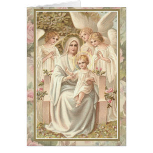 Fostra Mary w Jesus och ro för änglarkortpastell OBS Kort