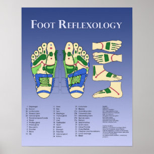 Fot Reflexology-diagram - blått Poster
