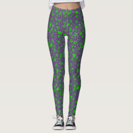 Fotavtryck 01.b.grönt lila BG Leggings