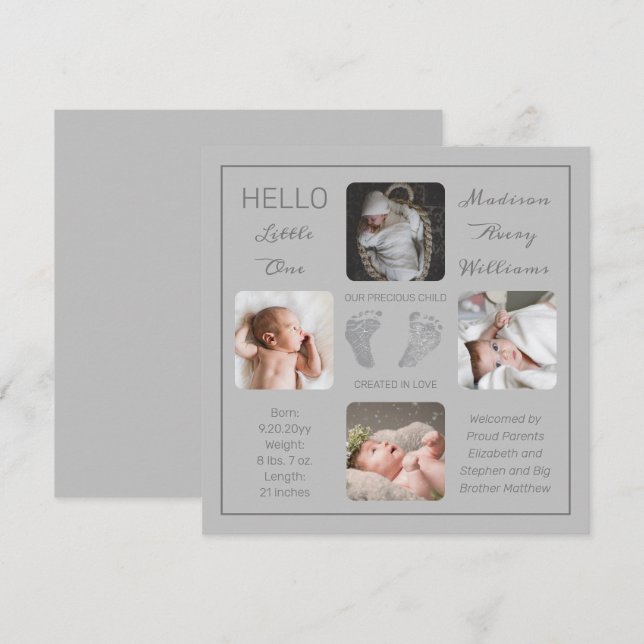 Fotavtryck av Många födelsemeddelande (Fram/baksida)