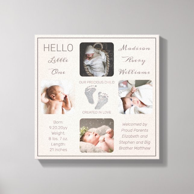 Fotavtryck av Många Photo  Birth Keepsak Canvastryck (Framsida)