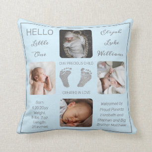 Fotavtryck av Många Photo Blue Birth Keepsak Kudde
