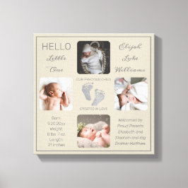 Fotavtryck av Många Photo Greige Birth Keepsak Canvastryck