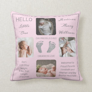 Fotavtryck av Många Photo Rosa Birth Keepsak Kudde