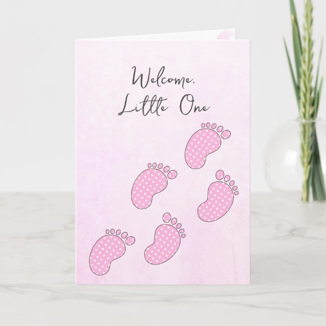 Fotavtryck av nyfödd Polka Dot Baby Kort (Framsida)