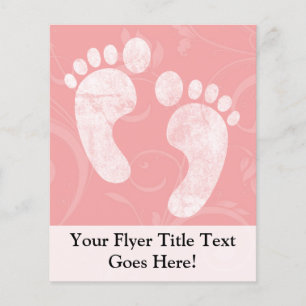 Fotavtryck av rosa/vit Baby Flygblad
