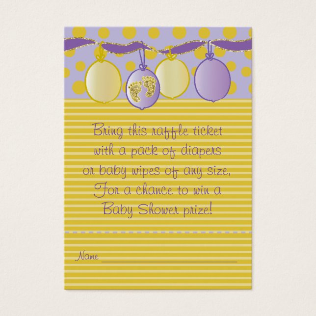 Fotavtryck för babyskor Raffle Biljett/Baby Visitkort (Framsidan)