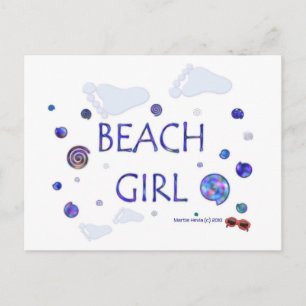 Fotavtryck för Beach Girl   Blue Beach Sång™-vykor Vykort