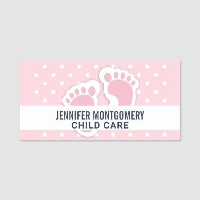 Fotavtryck för Rosa Flicka Namnbricka (Framsida)