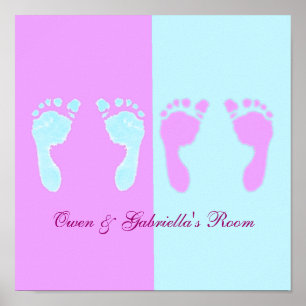 Fotavtryck från baby (Boy/Girl Twillingars) Poster