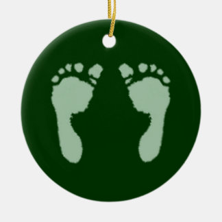 Fotavtryck från baby (Grönt) Julgransprydnad Keramik