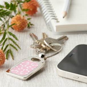 Fotavtryck från baby, Spädbarn foto, fotsteg, Rosa Rektangulärt Silverfärgad Nyckelring