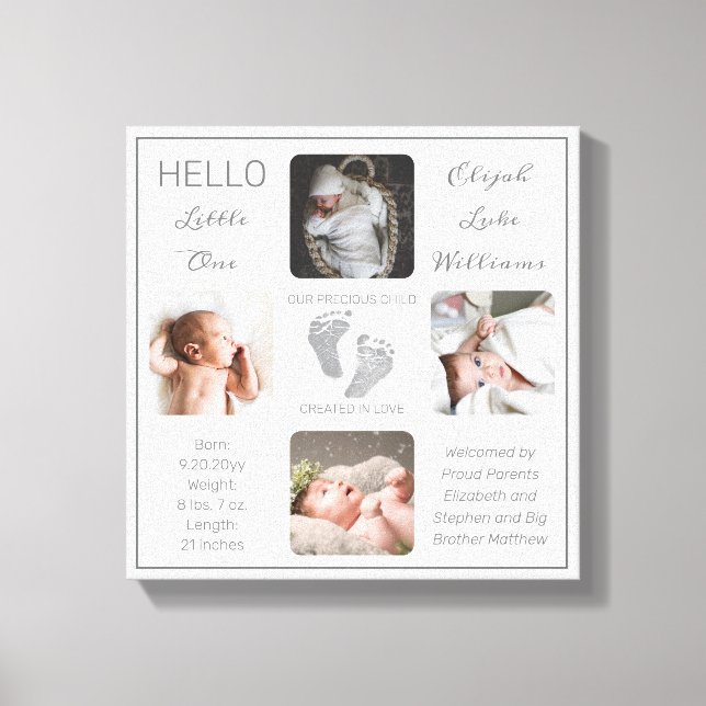 Fotavtryck från Många Foto Birth Keepsaké Canvas P (Framsida)