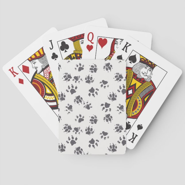 Fotavtryck från tass: Hund monokrom, sömlös. Casinokort (Baksidan)