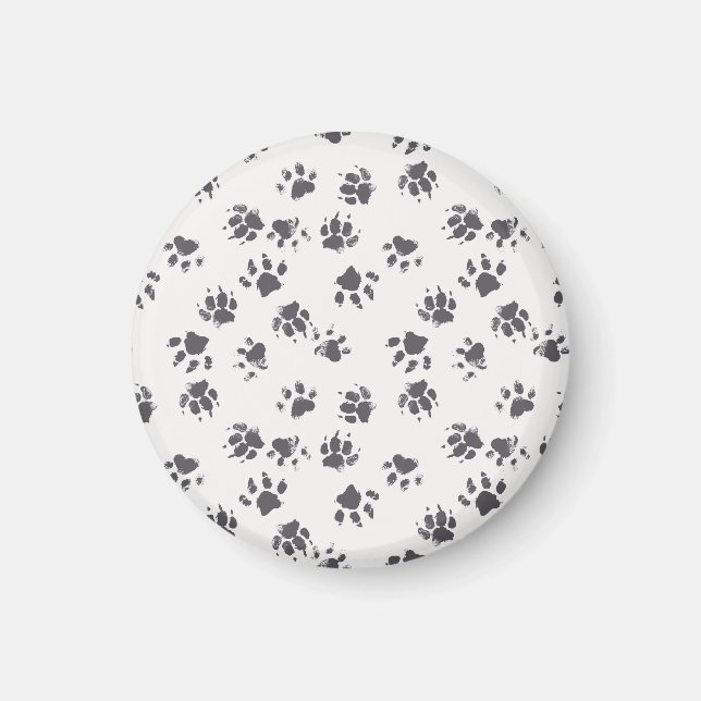 Fotavtryck från tass: Hund monokrom, sömlös. Magnet (Framsidan)