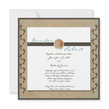 Fotavtryck i inbjudan till Sand Wedding