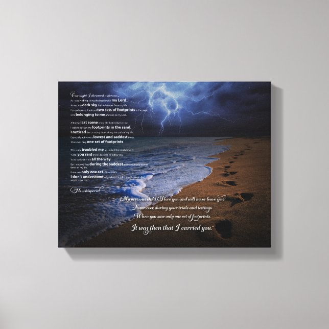 Fotavtryck i Sand Dikt 10x8 (storm) Canvastryck (Framsida)