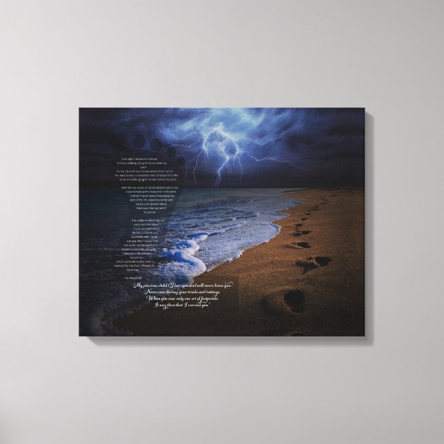 Fotavtryck i Sand Dikt 14x11 (storm) Canvastryck (Framsida)