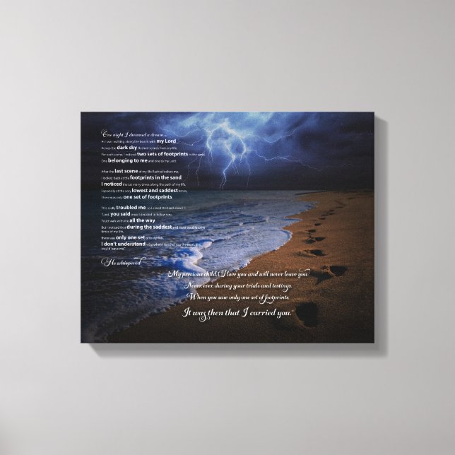 Fotavtryck i Sand Dikt 14x11 (storm) Canvastryck (Framsida)