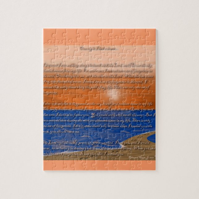 Fotavtryck i Sand-Dikt Pussel (Vertikal)