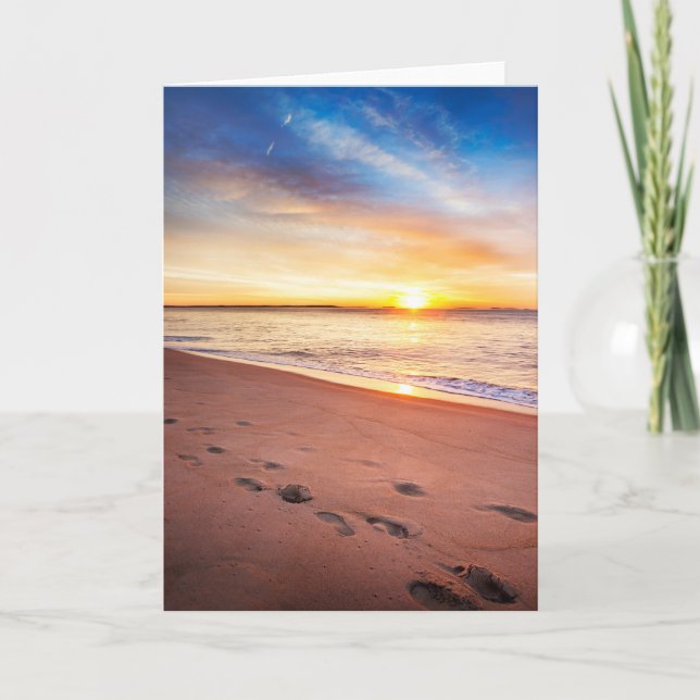 Fotavtryck i Sand-Dikt Tack Kort (Framsida)