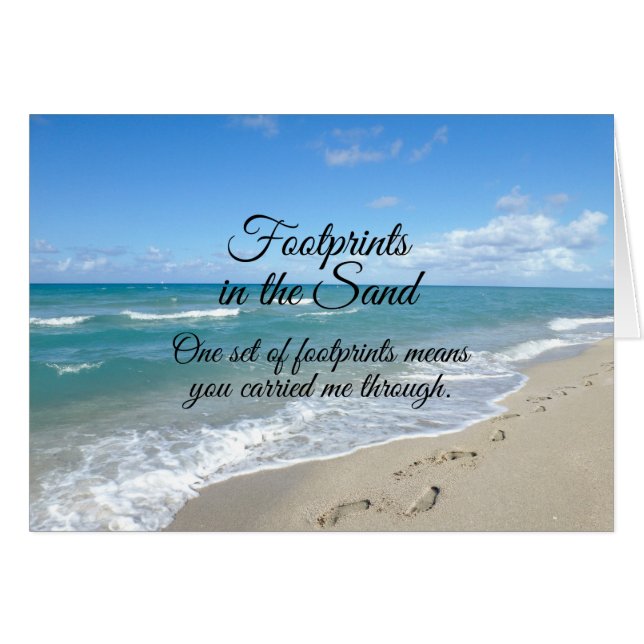 Fotavtryck i Sand Inspirational Christian OBS Kort (Framsidan Horizontal)