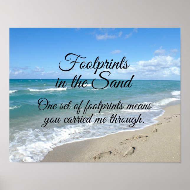 Fotavtryck i Sand Inspirational Christian Poster (Framsidan)