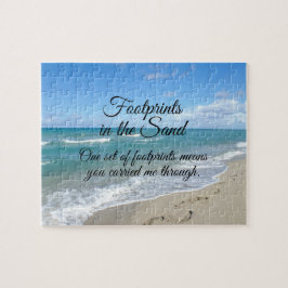 Fotavtryck i Sand Inspirational Christian Pussel