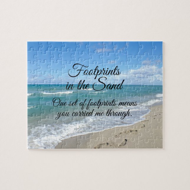 Fotavtryck i Sand Inspirational Christian Pussel (Horisontell)