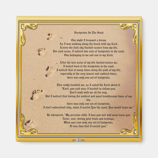 Fotavtryck i Sand Sober Champions Magnet (Framsidan)