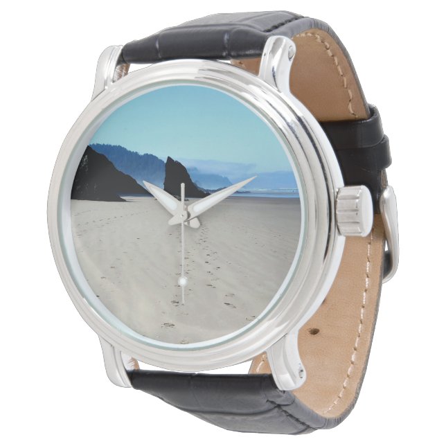 Fotavtryck i Sand Watch Armbandsur (Vinklad)