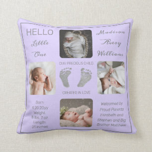Fotavtryck Många Photo Lavender Birth Keepsaké Kudde
