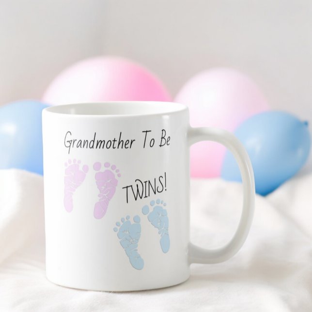 Fotavtryck mormor som ska vara Twillingar-meddelan Kaffemugg (left side of the handle mug design for twins)