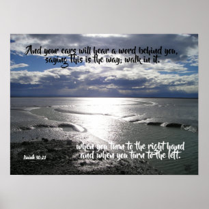 Fotavtryck på Ocean Isiah 30:21 Poster