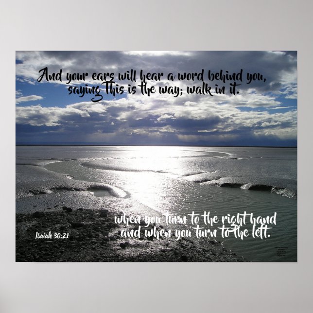 Fotavtryck på Ocean Isiah 30:21 Poster (Framsidan)