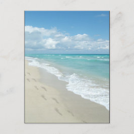 Fotavtryck på vit Sandy Beach, Scenia Aqua Blue Vykort